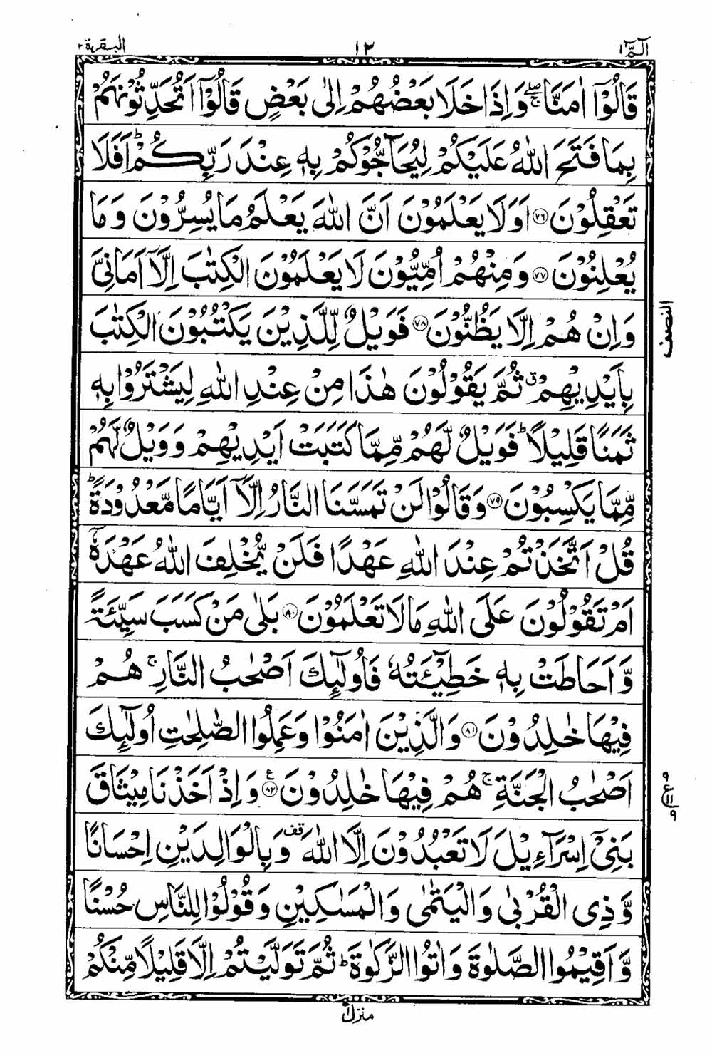 Read 16 Lines Taj Company Quran, Part / Chapter / Siparah 1 Page 13