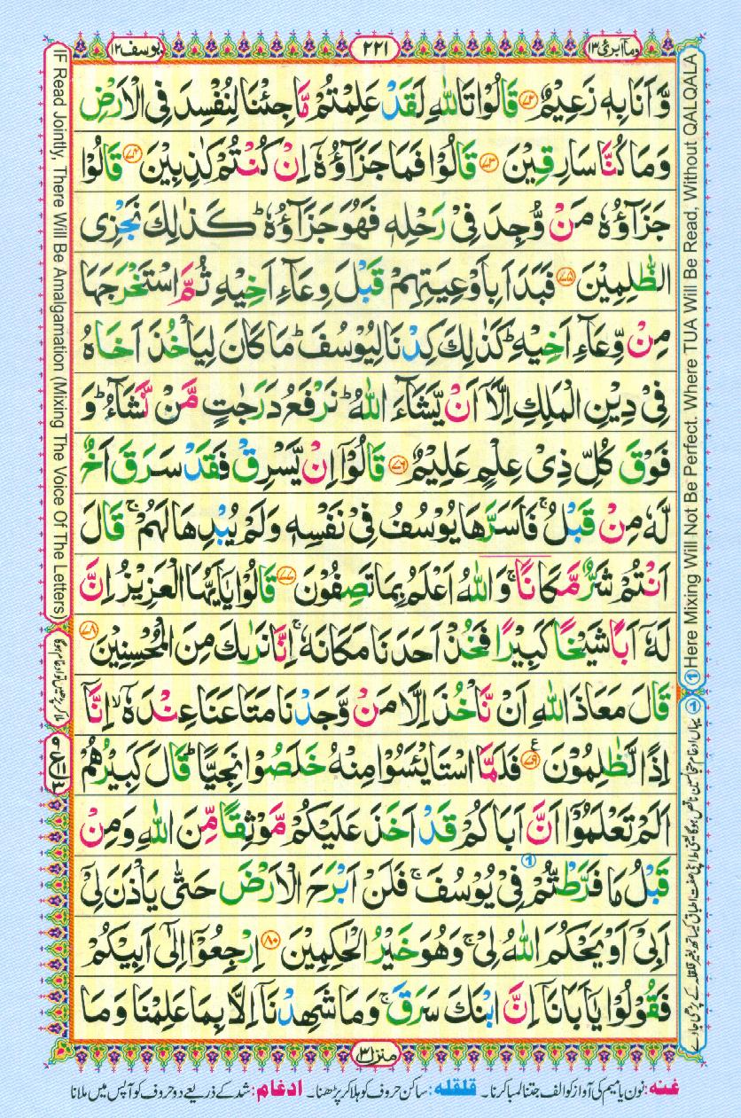 Read Al-Quran, Part / Chapter / Siparah 13 Page 221