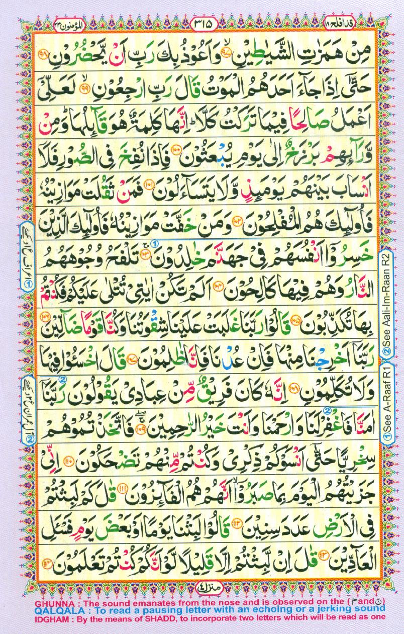 Read Al-Quran, Part / Chapter / Siparah 18 Page 315