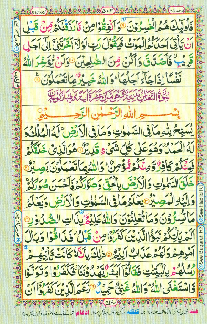 Read Al-Quran, Part / Chapter / Siparah 28 Page 503