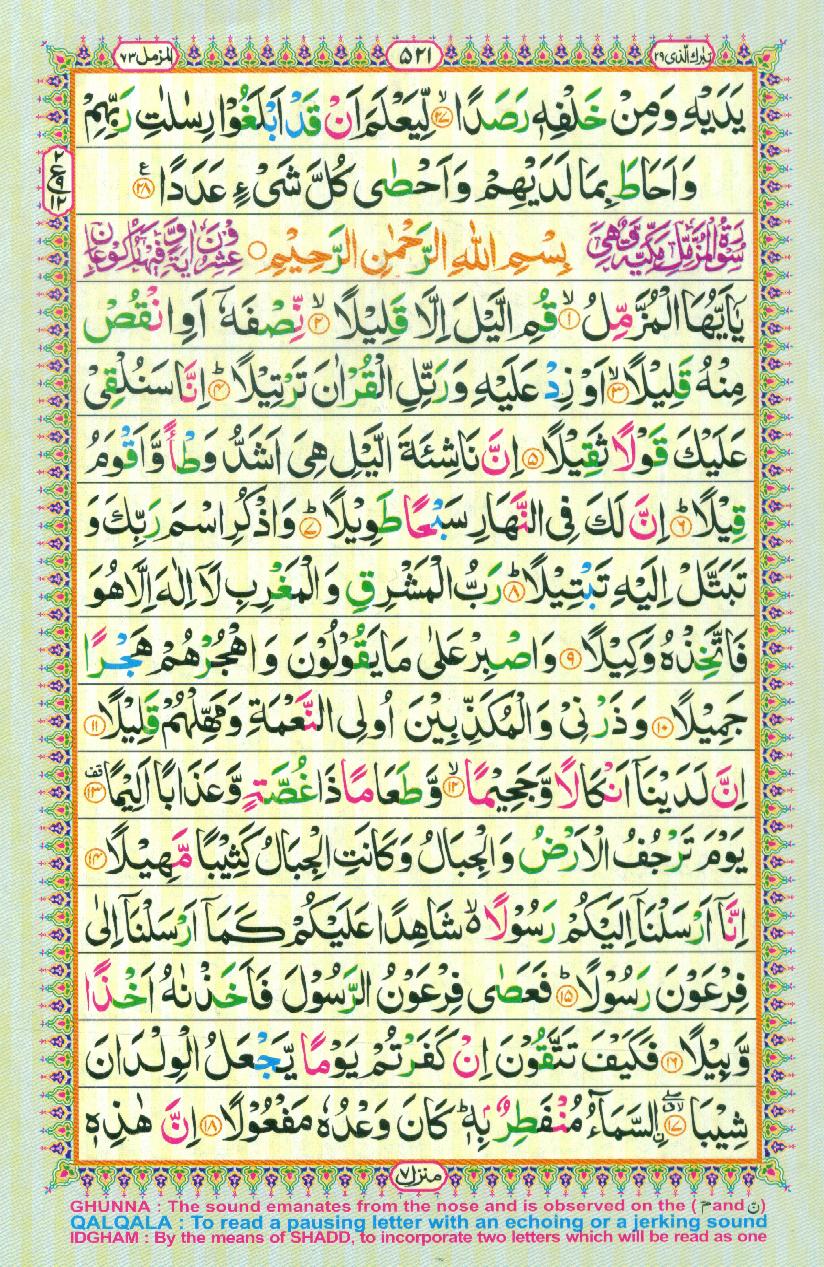 Read Al-Quran, Part / Chapter / Siparah 29 Page 521