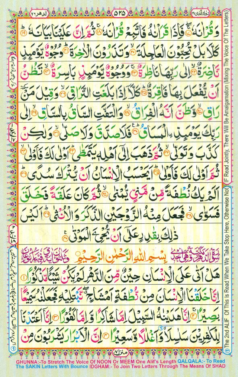 Read Al-Quran, Part / Chapter / Siparah 29 Page 525