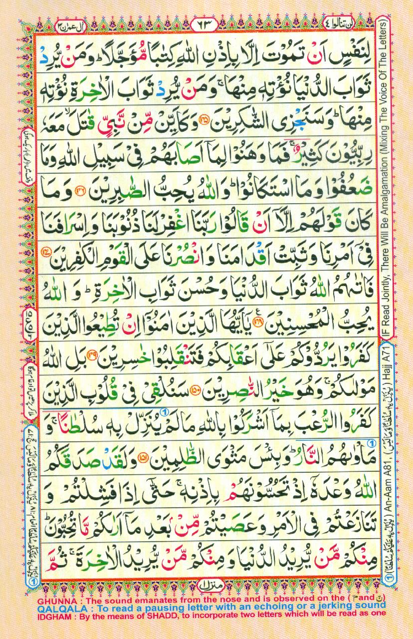 Read Al-Quran, Part / Chapter / Siparah 4 Page 63