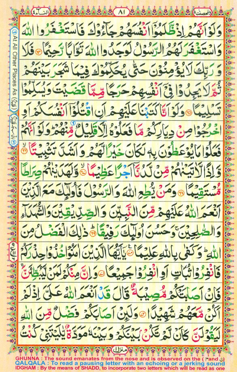 Read Al-Quran, Part / Chapter / Siparah 5 Page 81