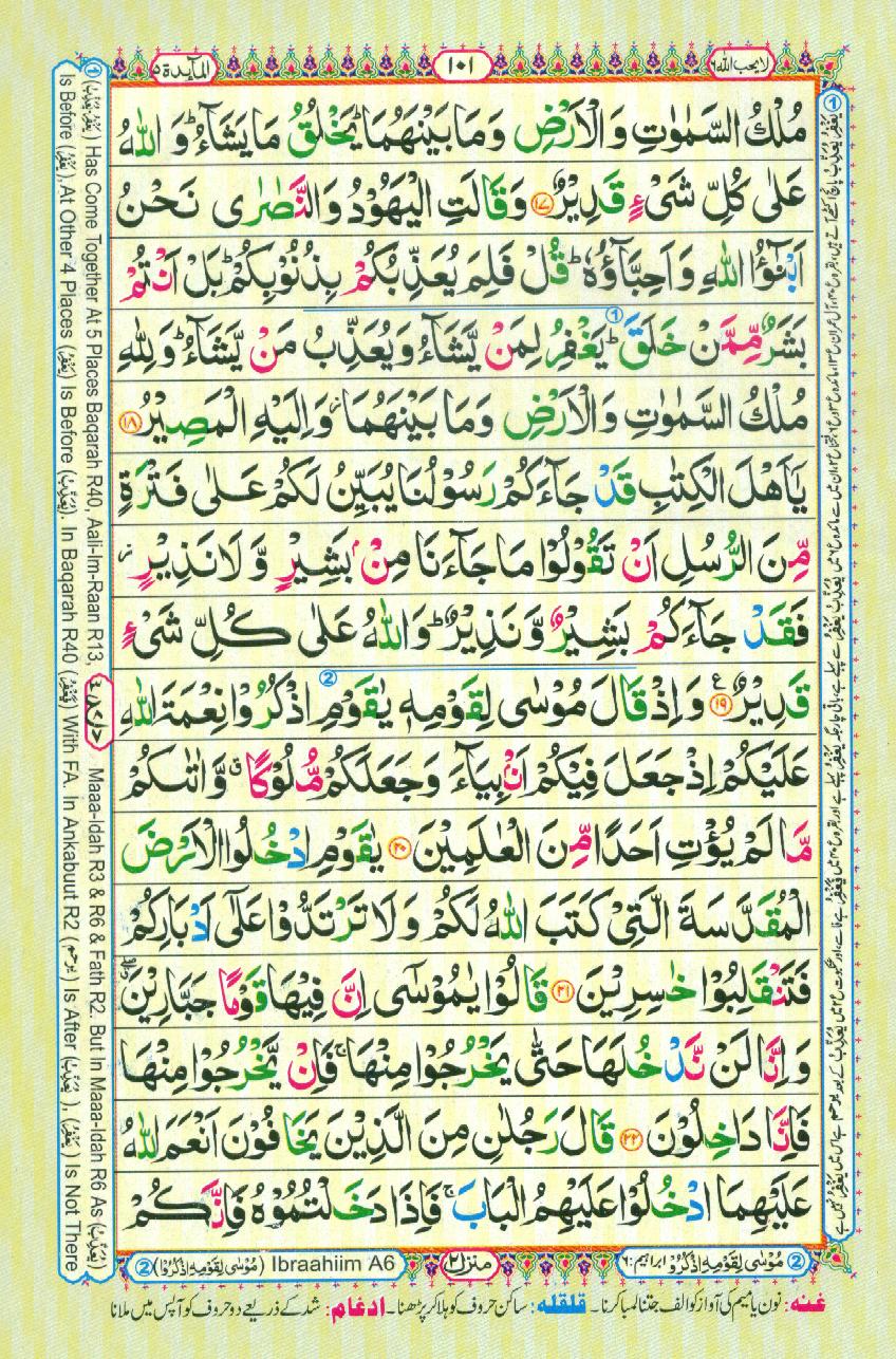 Read Al-Quran, Part / Chapter / Siparah 6 Page 101