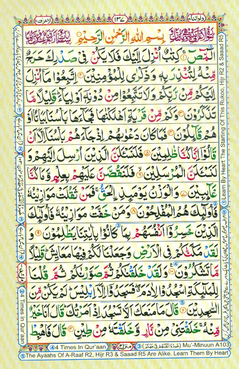 Read Al-Quran, Part / Chapter / Siparah 8 Page 137