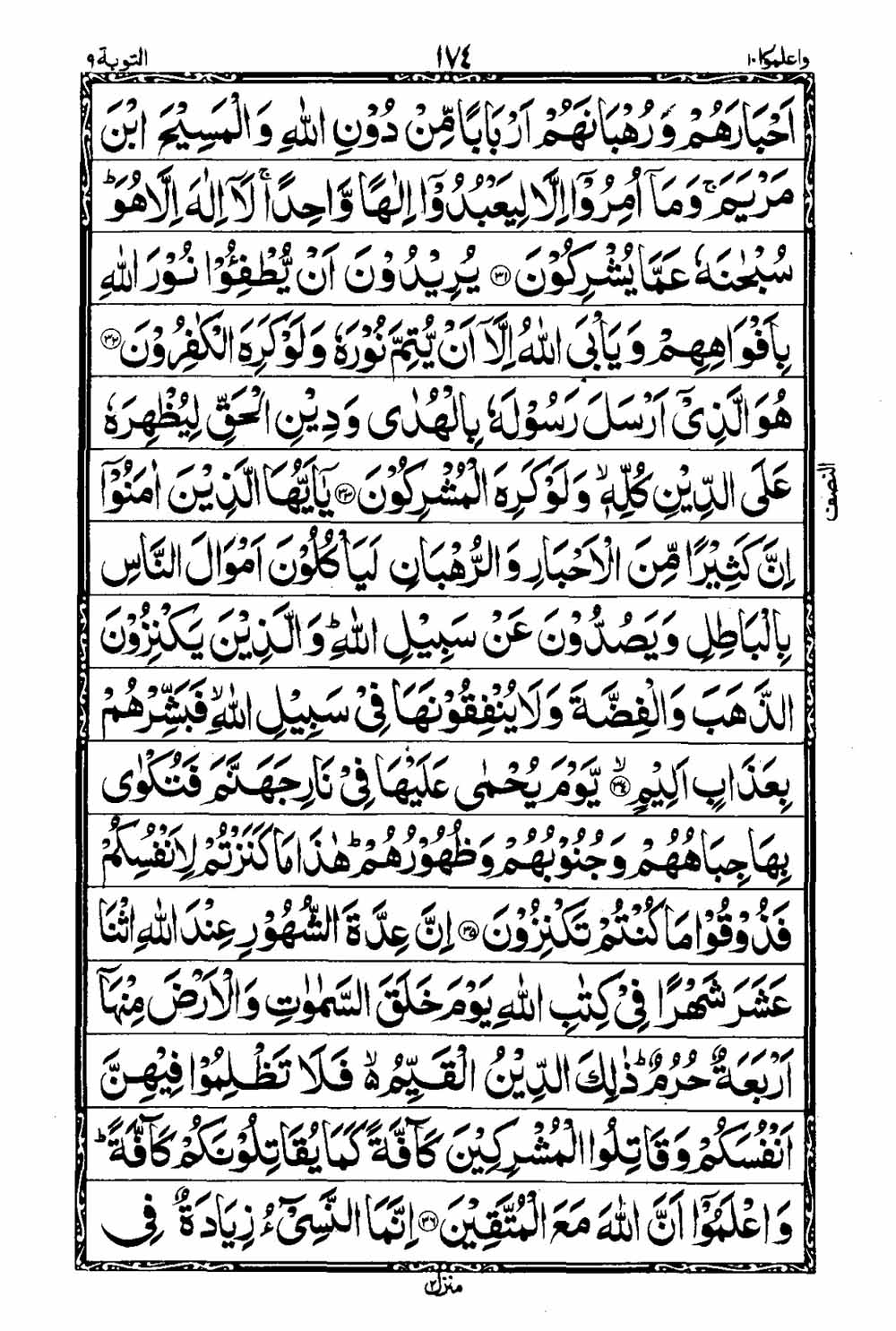 Read 16 Lines Taj Company Quran, Part / Chapter / Siparah 10 Page 175