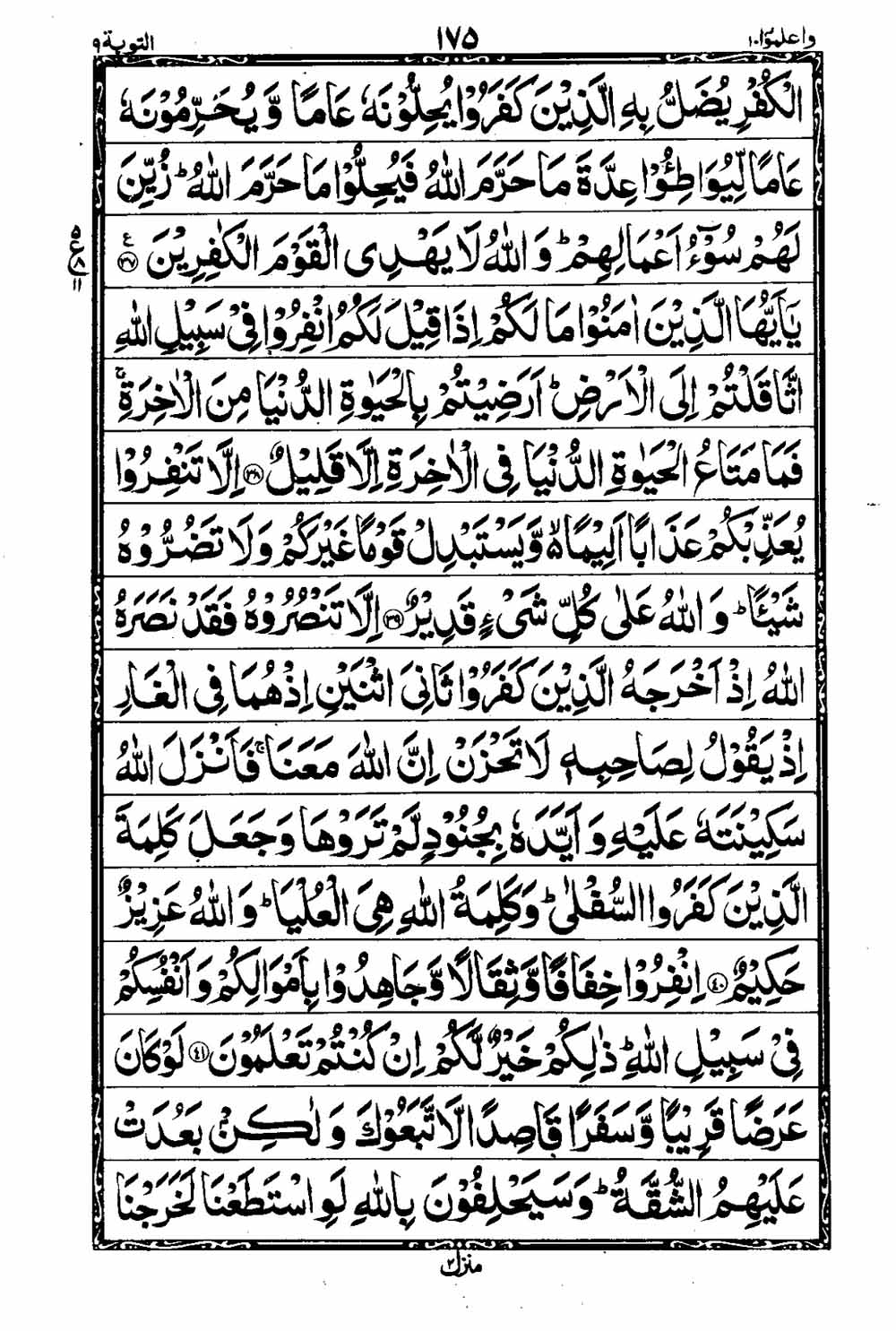 Read 16 Lines Taj Company Quran, Part / Chapter / Siparah 10 Page 176