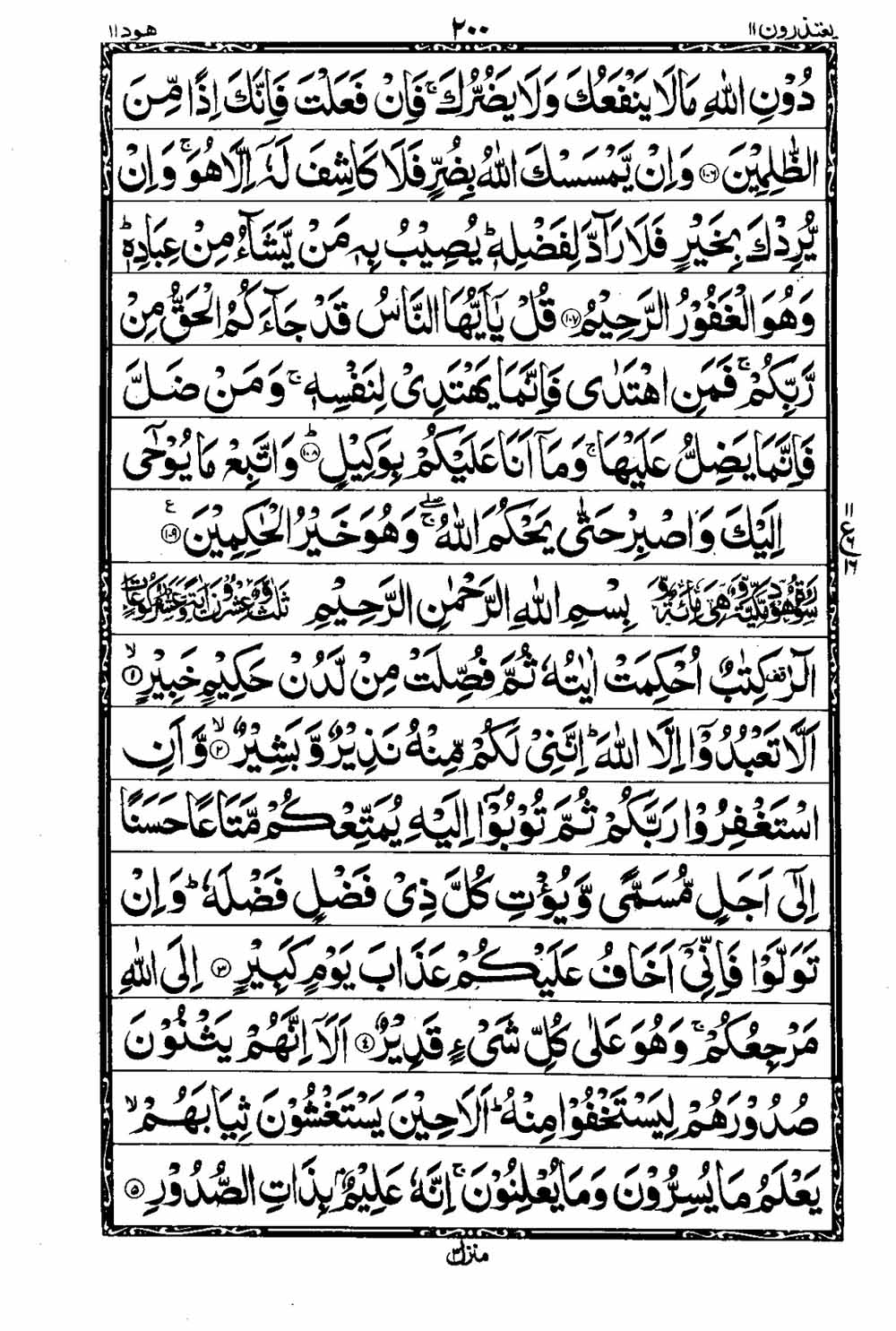 Read 16 Lines Taj Company Quran, Part / Chapter / Siparah 11 Page 201