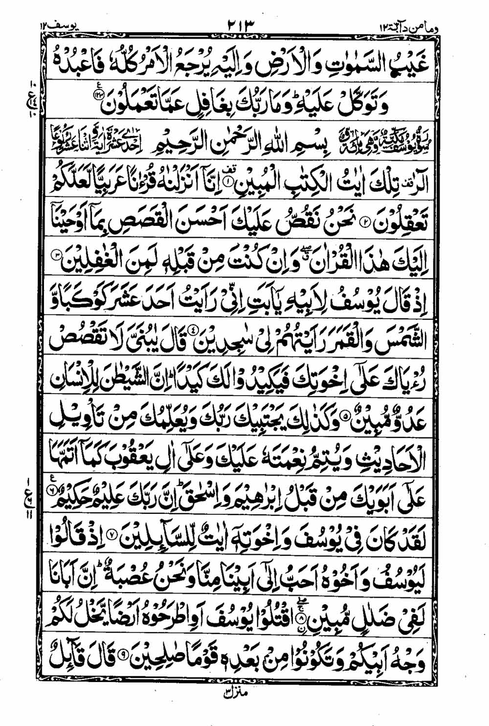 Read 16 Lines Taj Company Quran, Part / Chapter / Siparah 12 Page 214