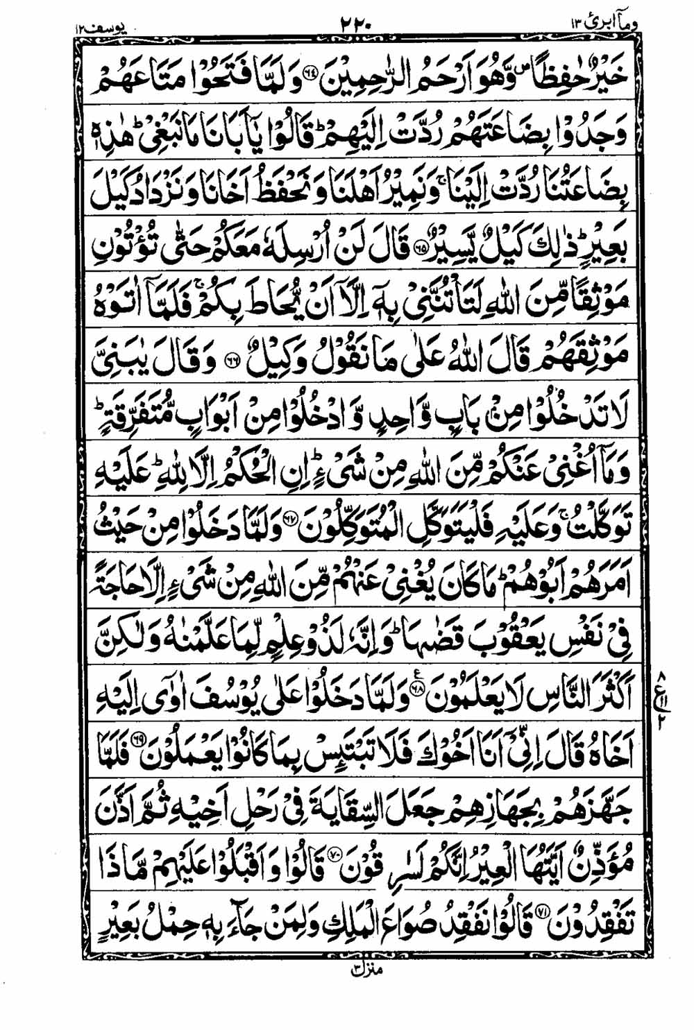 Read 16 Lines Taj Company Quran, Part / Chapter / Siparah 13 Page 221