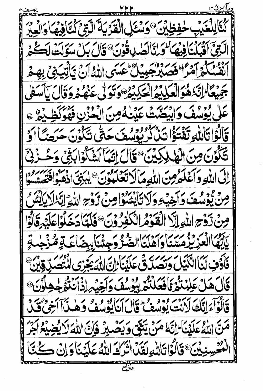 Read 16 Lines Taj Company Quran, Part / Chapter / Siparah 13 Page 223