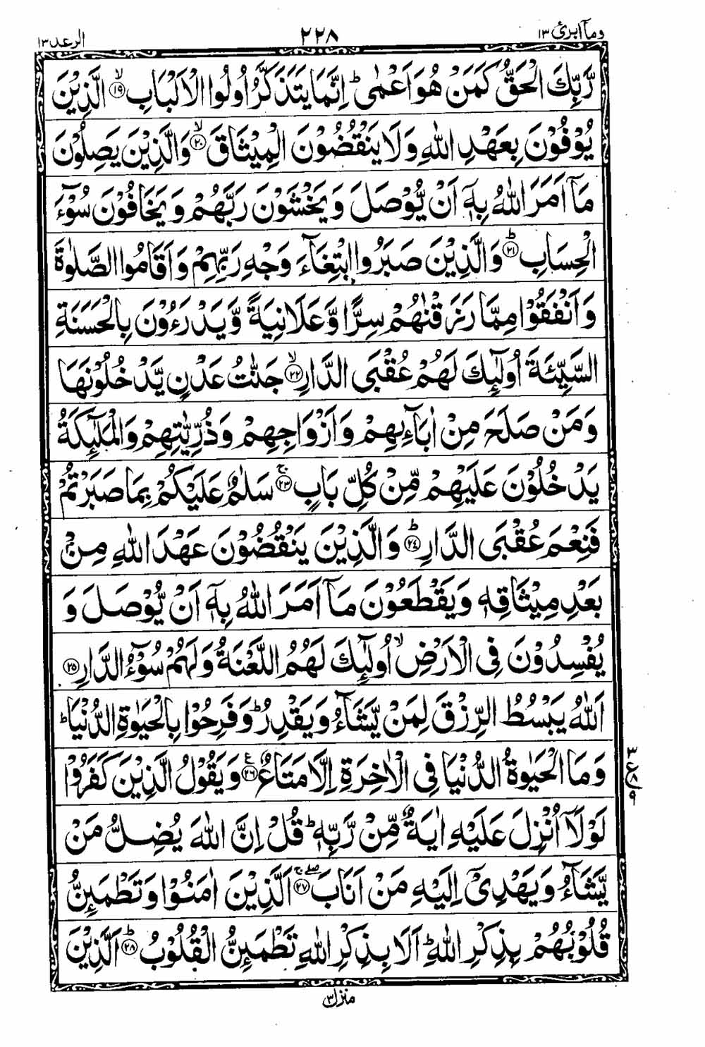 Read 16 Lines Taj Company Quran, Part / Chapter / Siparah 13 Page 229