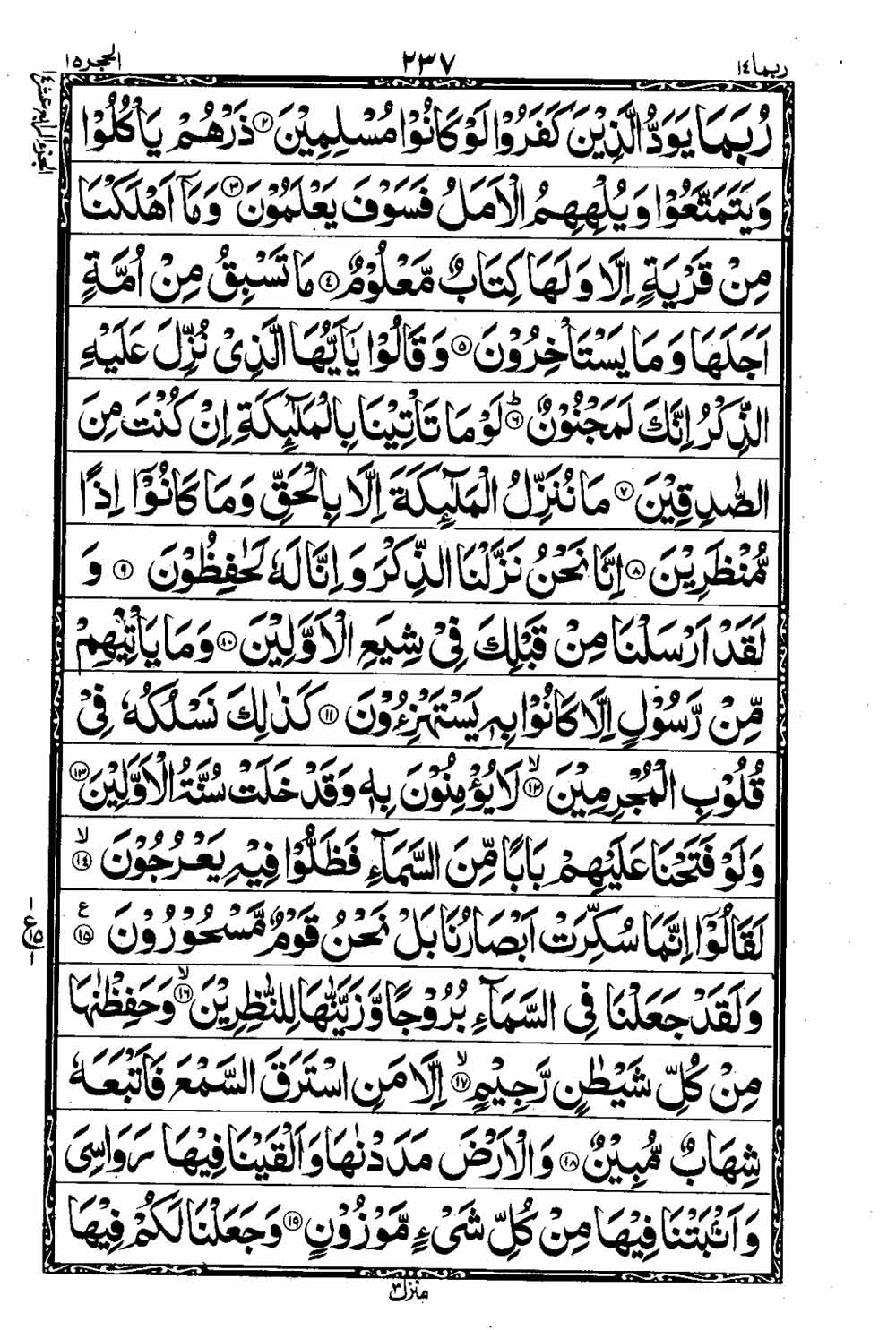 Read 16 Lines Taj Company Quran, Part / Chapter / Siparah 14 Page 238