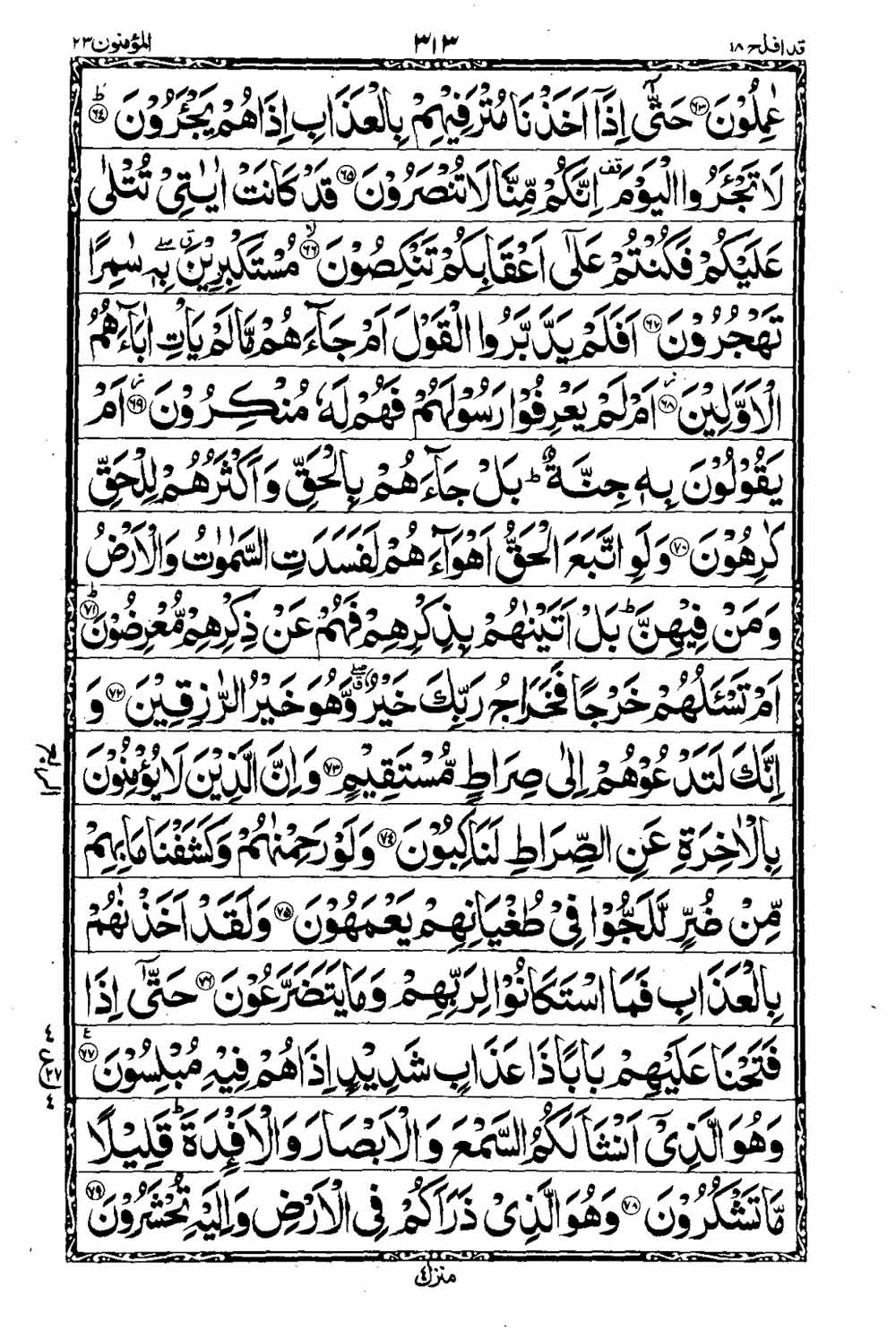 Read 16 Lines Taj Company Quran, Part / Chapter / Siparah 18 Page 314
