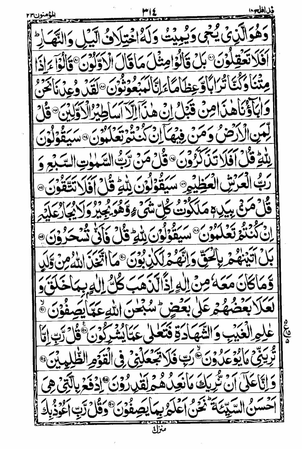 Read 16 Lines Taj Company Quran, Part / Chapter / Siparah 18 Page 315