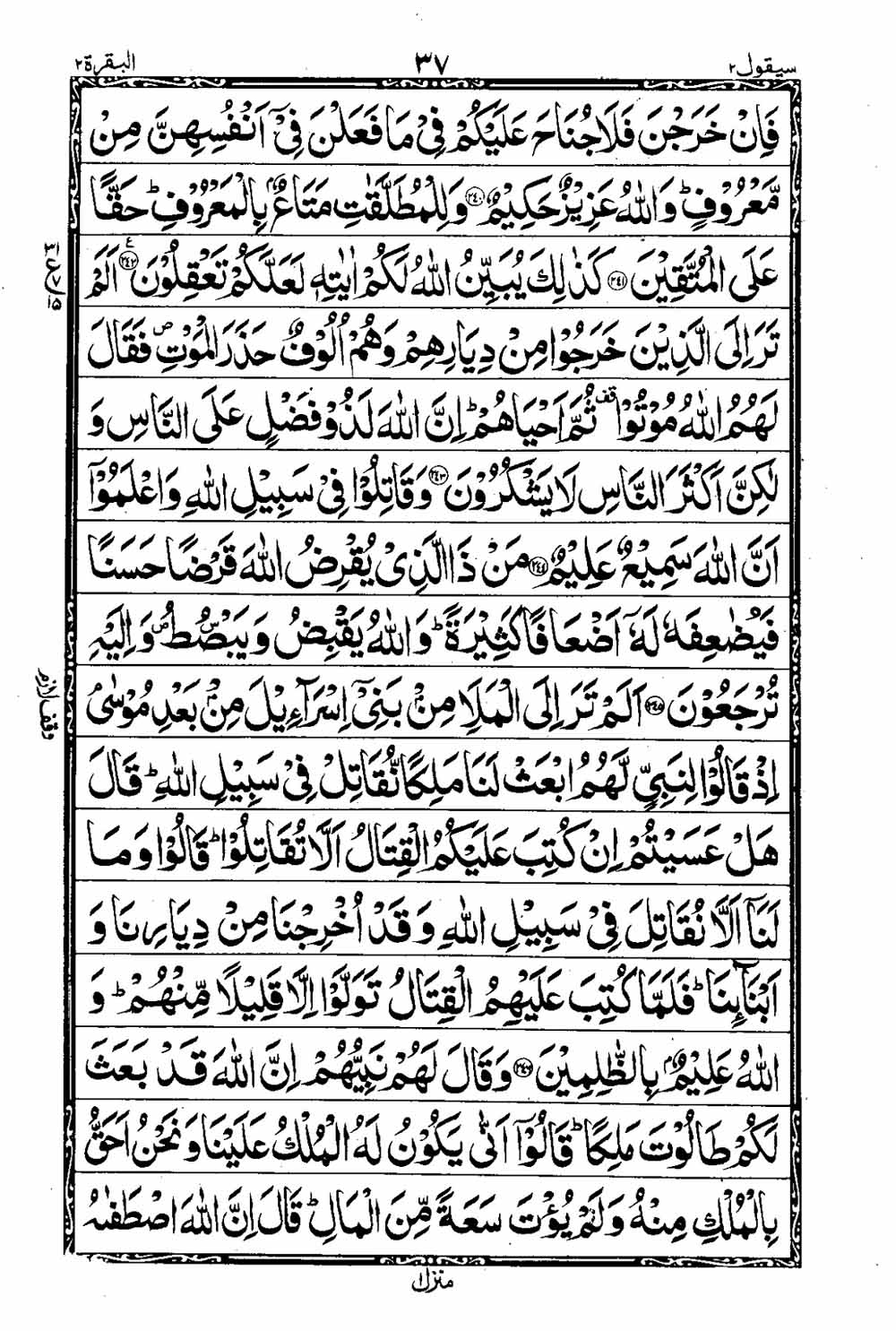 Read 16 Lines Taj Company Quran, Part / Chapter / Siparah 2 Page 38