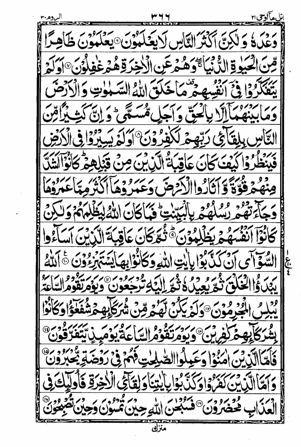Read 16 Lines Taj Company Quran, Part / Chapter / Siparah 21 Page 367