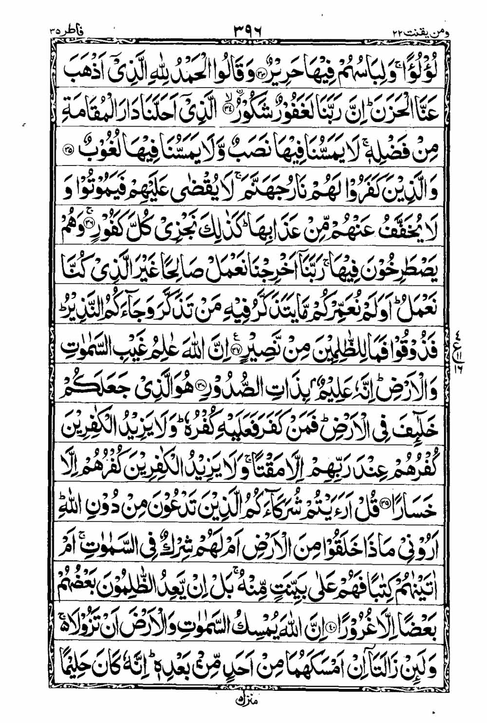 Read 16 Lines Taj Company Quran, Part / Chapter / Siparah 22 Page 397