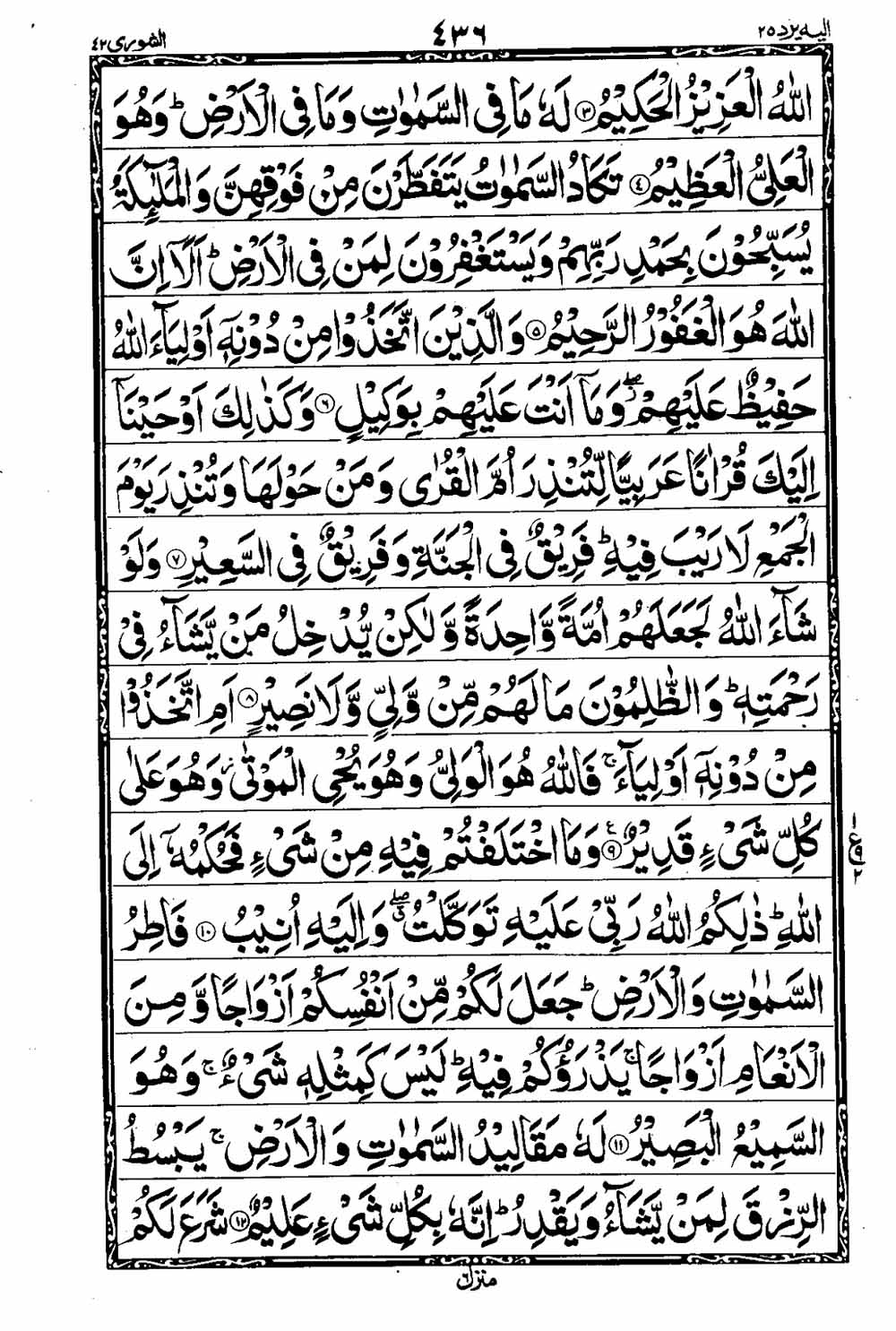 Read 16 Lines Taj Company Quran, Part / Chapter / Siparah 25 Page 437