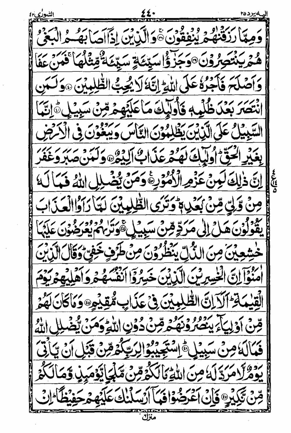 Read 16 Lines Taj Company Quran, Part / Chapter / Siparah 25 Page 441