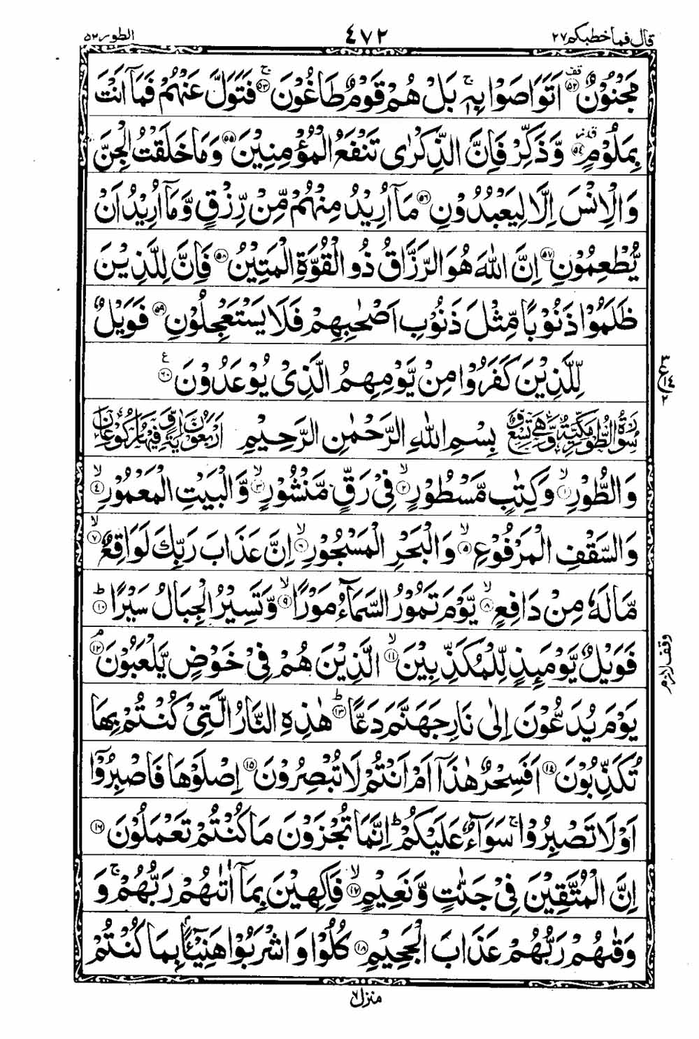 Read 16 Lines Taj Company Quran, Part / Chapter / Siparah 27 Page 473