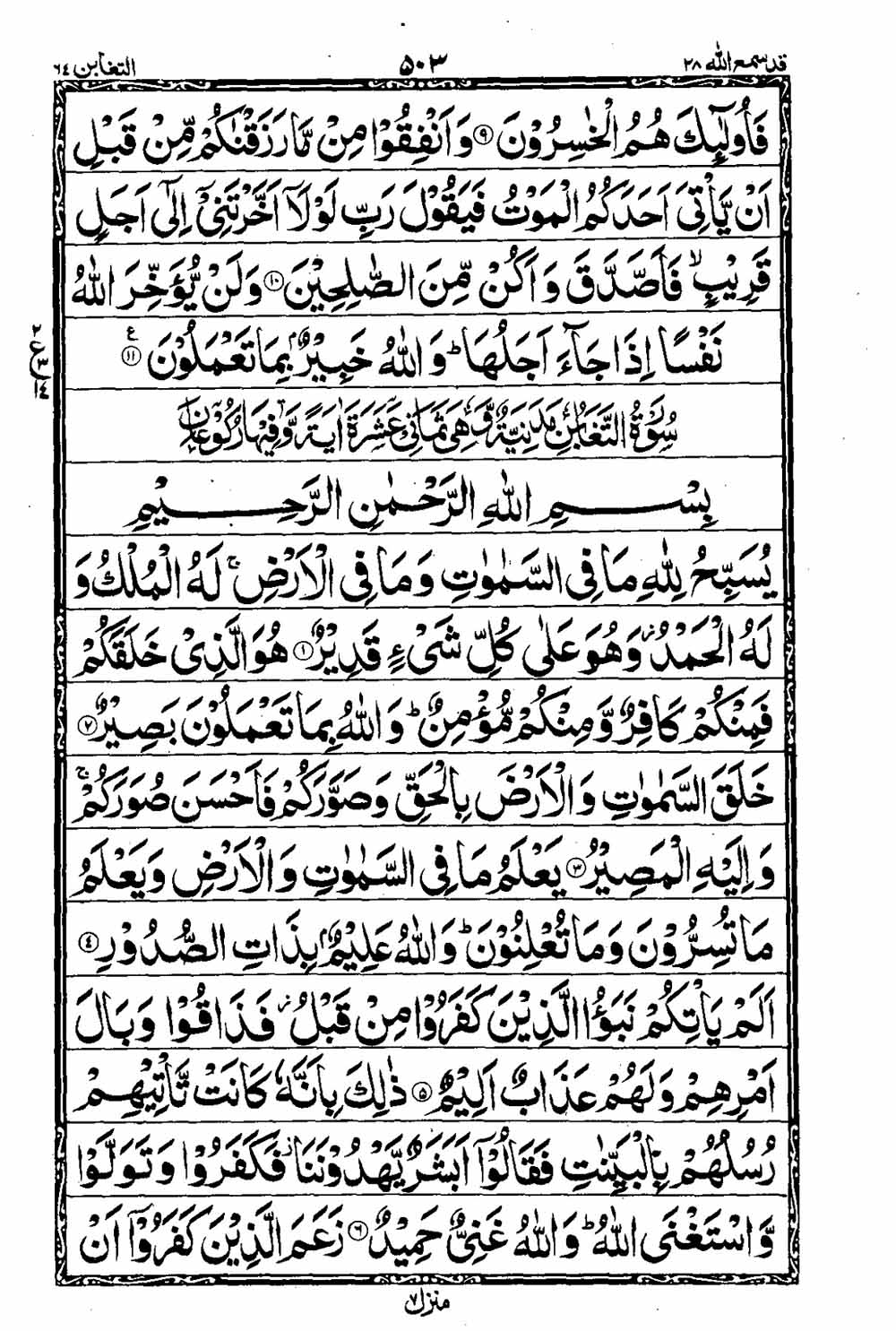 Read 16 Lines Taj Company Quran, Part / Chapter / Siparah 28 Page 504