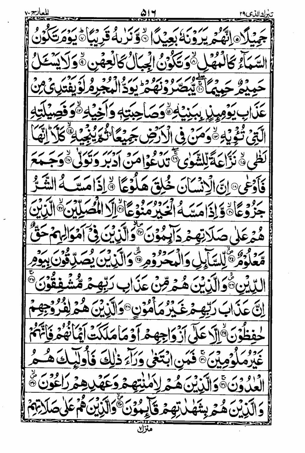Read 16 Lines Taj Company Quran, Part / Chapter / Siparah 29 Page 517