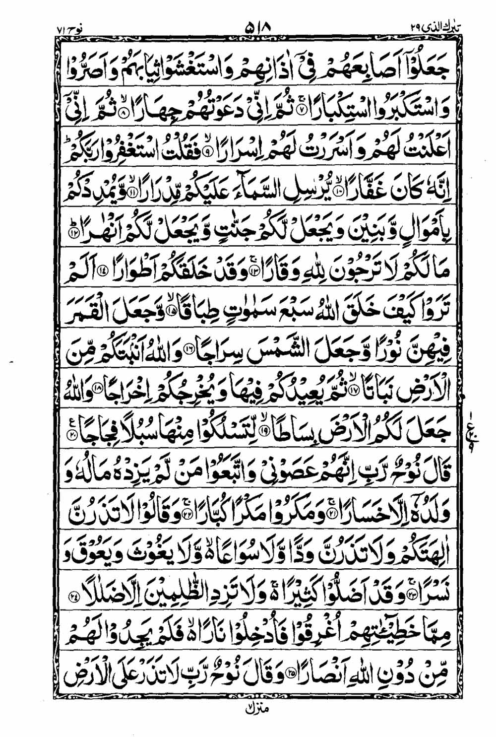 Read 16 Lines Taj Company Quran, Part / Chapter / Siparah 29 Page 519