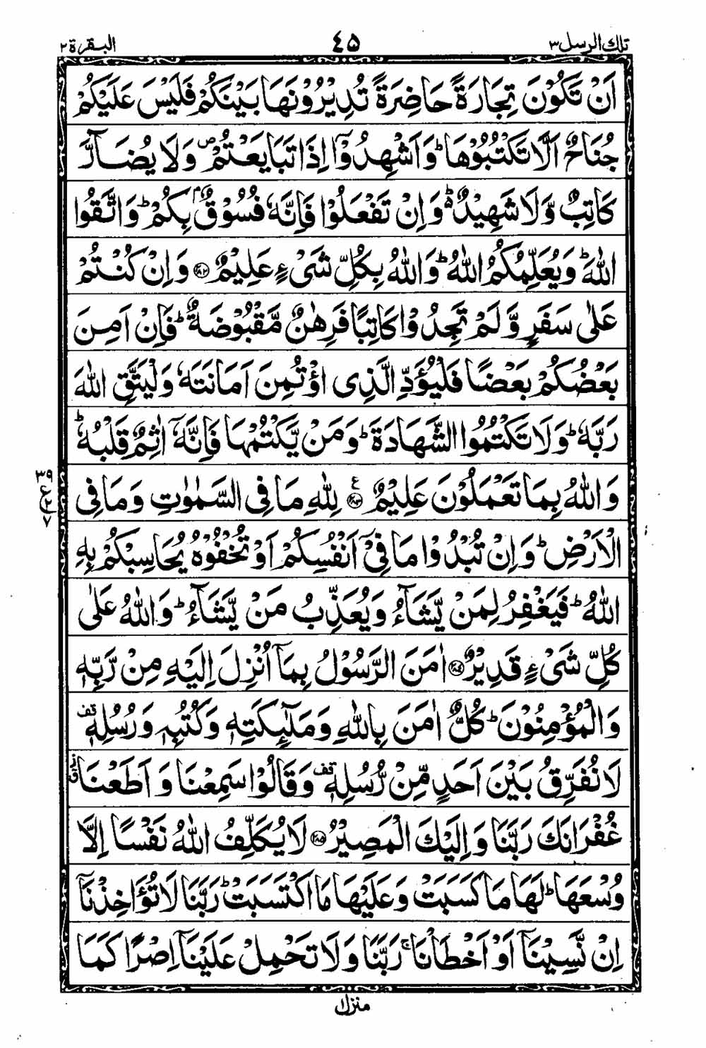 Read 16 Lines Taj Company Quran, Part / Chapter / Siparah 3 Page 46