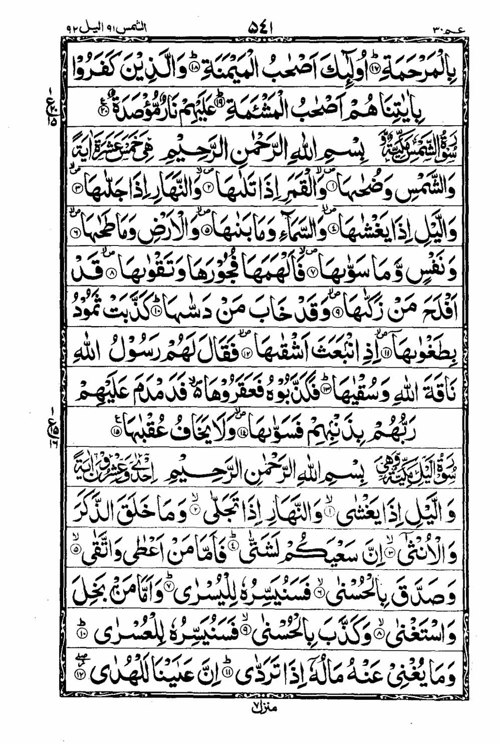 Read 16 Lines Taj Company Quran, Part / Chapter / Siparah 30 Page 542