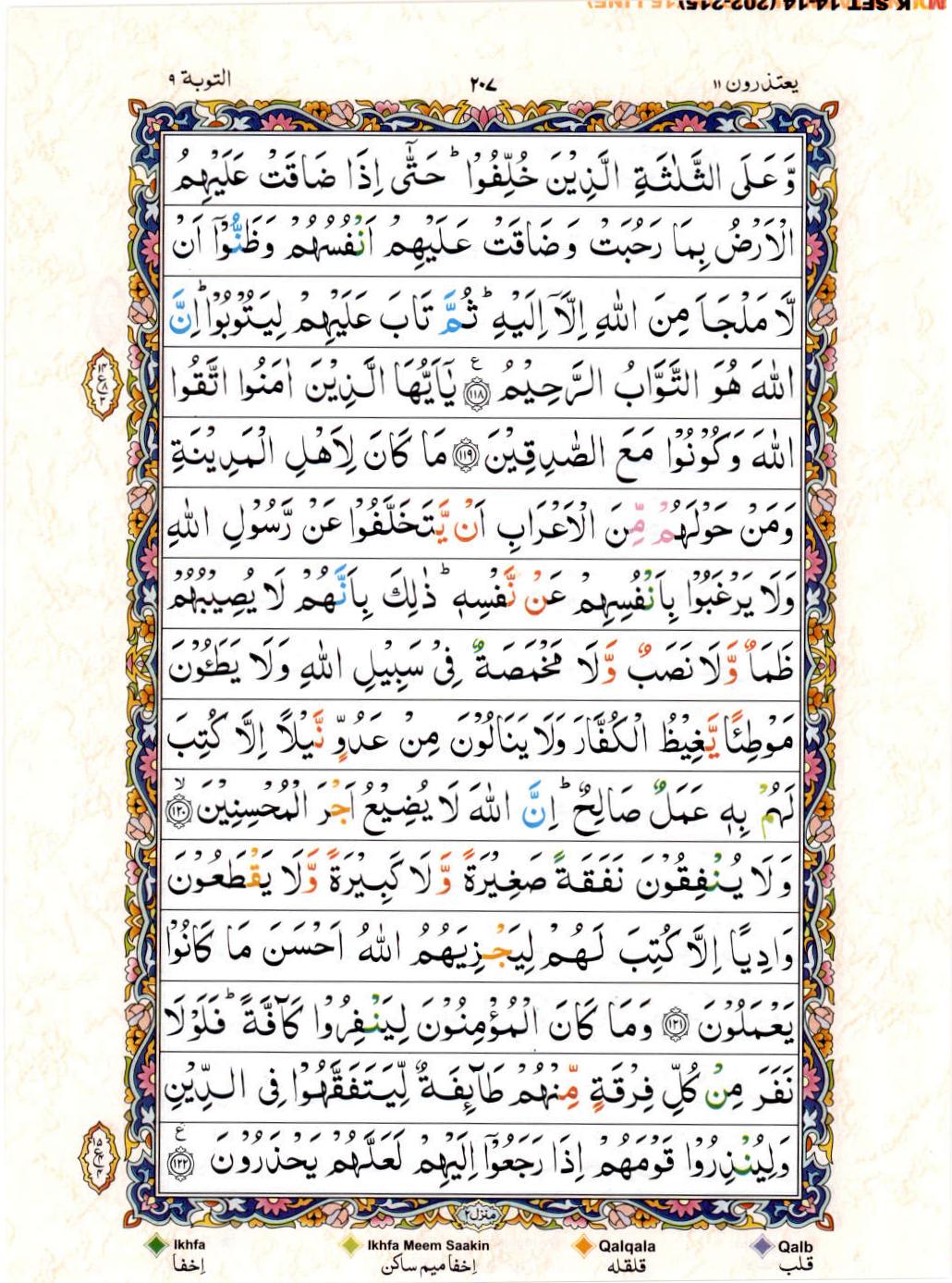 Read 15 Lines Color Coded Quran, Part / Chapter / Siparah 11 Page 207