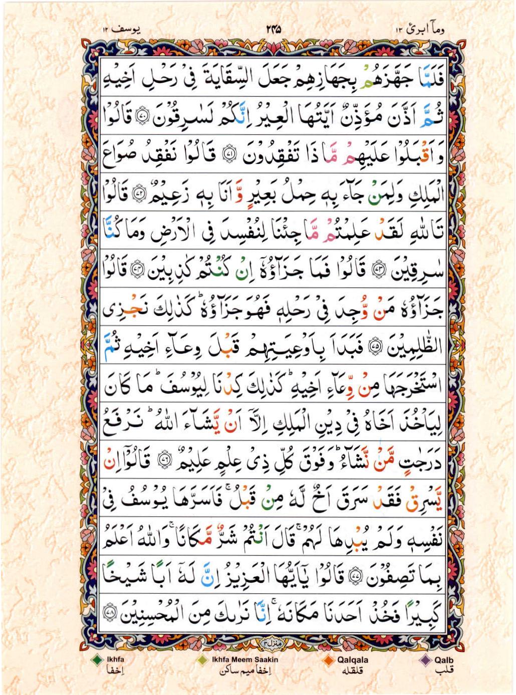 Read 15 Lines Color Coded Quran, Part / Chapter / Siparah 13 Page 245