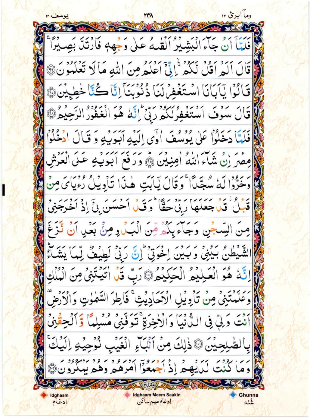 Read 15 Lines Color Coded Quran, Part / Chapter / Siparah 13 Page 248