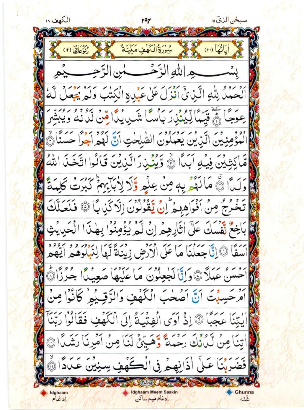 Read 15 Lines Color Coded Quran, Part / Chapter / Siparah 15 Page 294