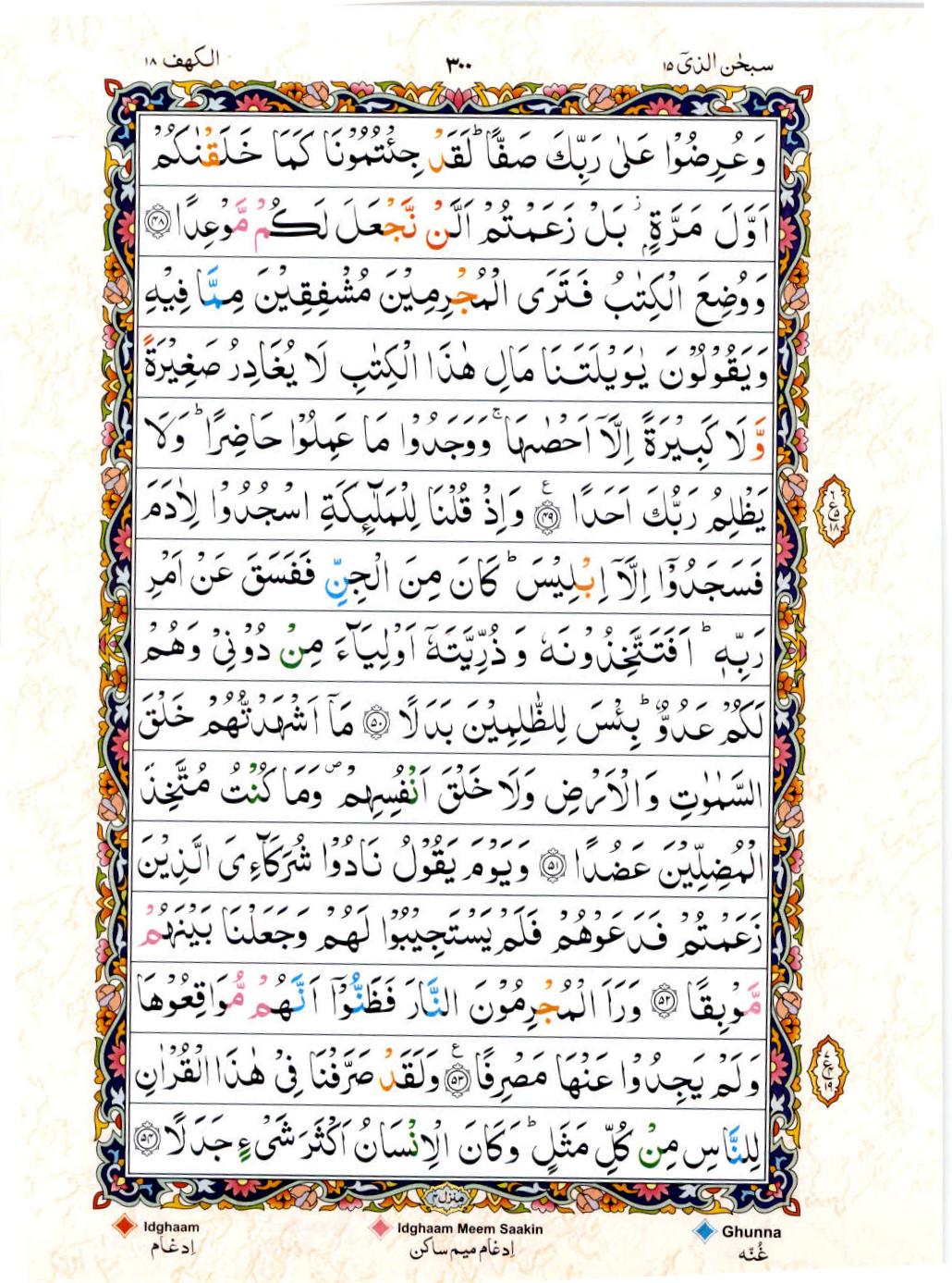 Read 15 Lines Color Coded Quran, Part / Chapter / Siparah 15 Page 300