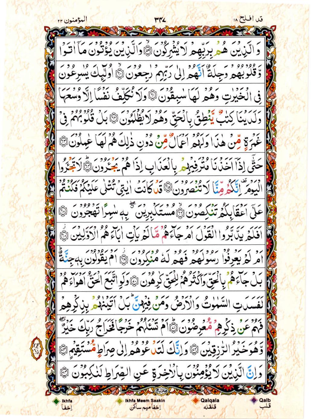 Read 15 Lines Color Coded Quran, Part / Chapter / Siparah 18 Page 347