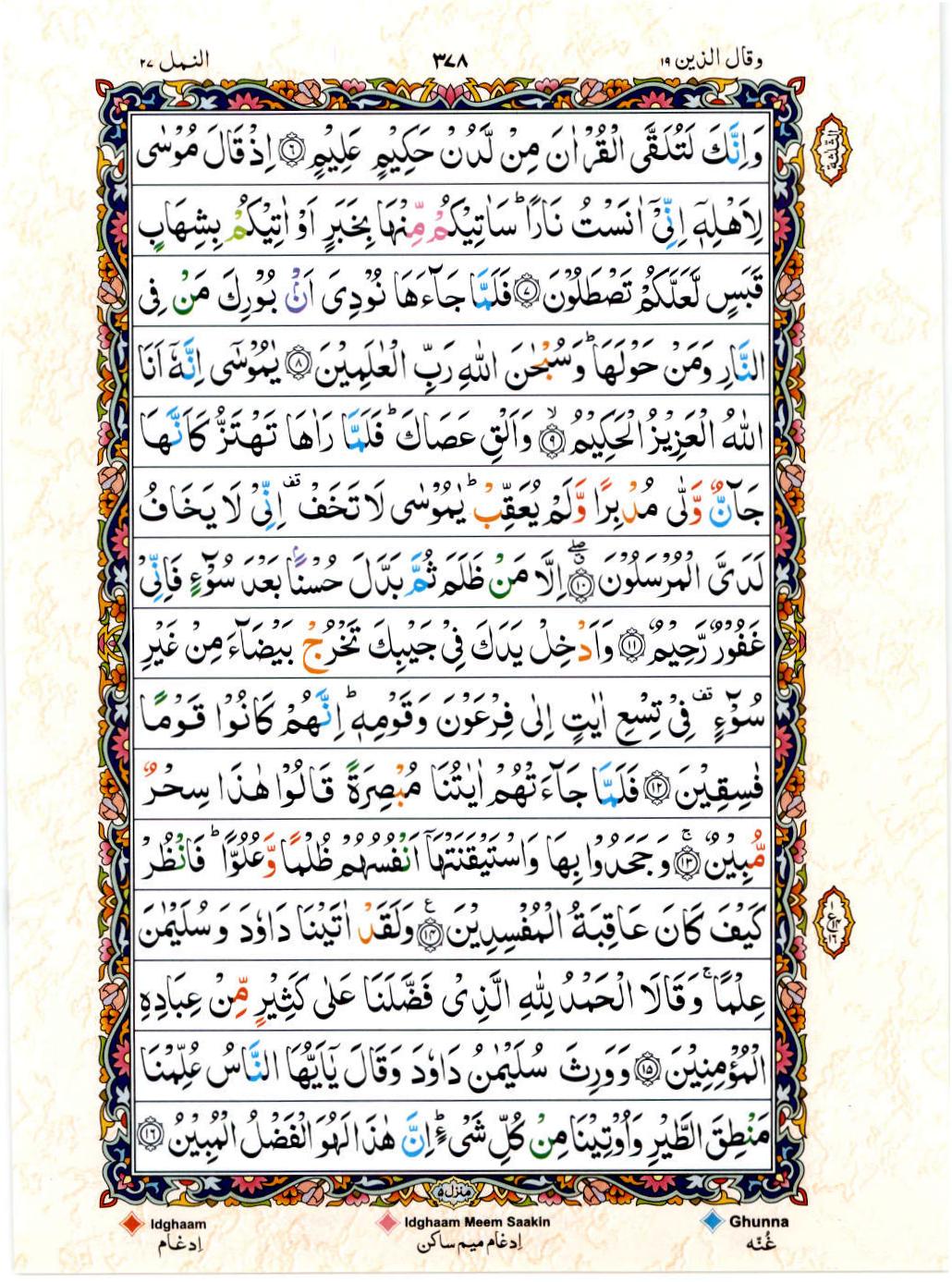 Read 15 Lines Color Coded Quran, Part / Chapter / Siparah 19 Page 378