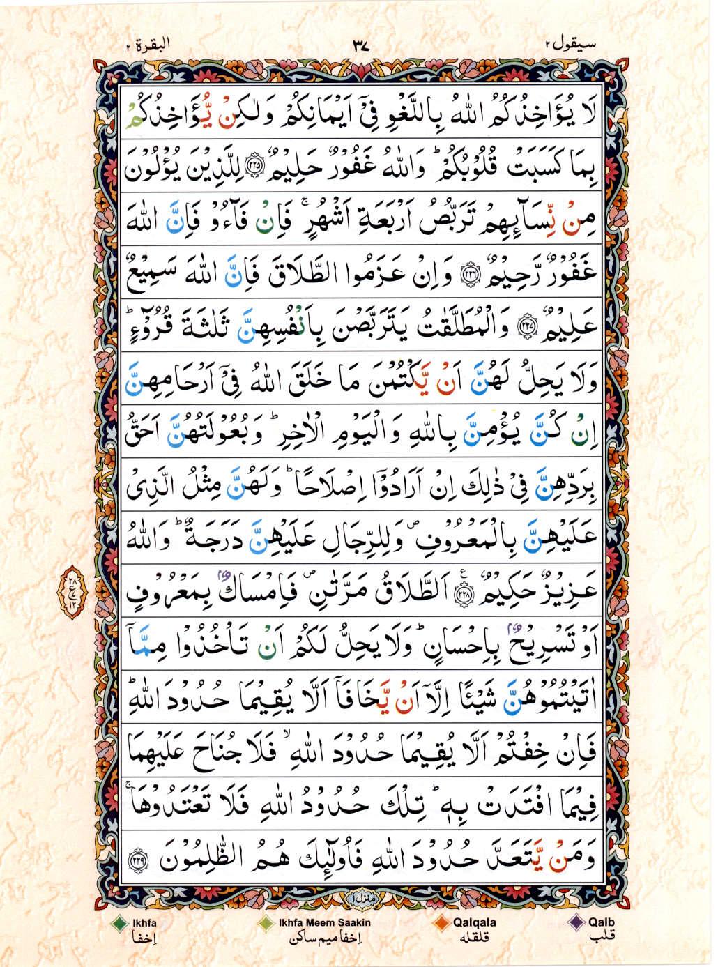 Read 15 Lines Color Coded Quran, Part / Chapter / Siparah 2 Page 37