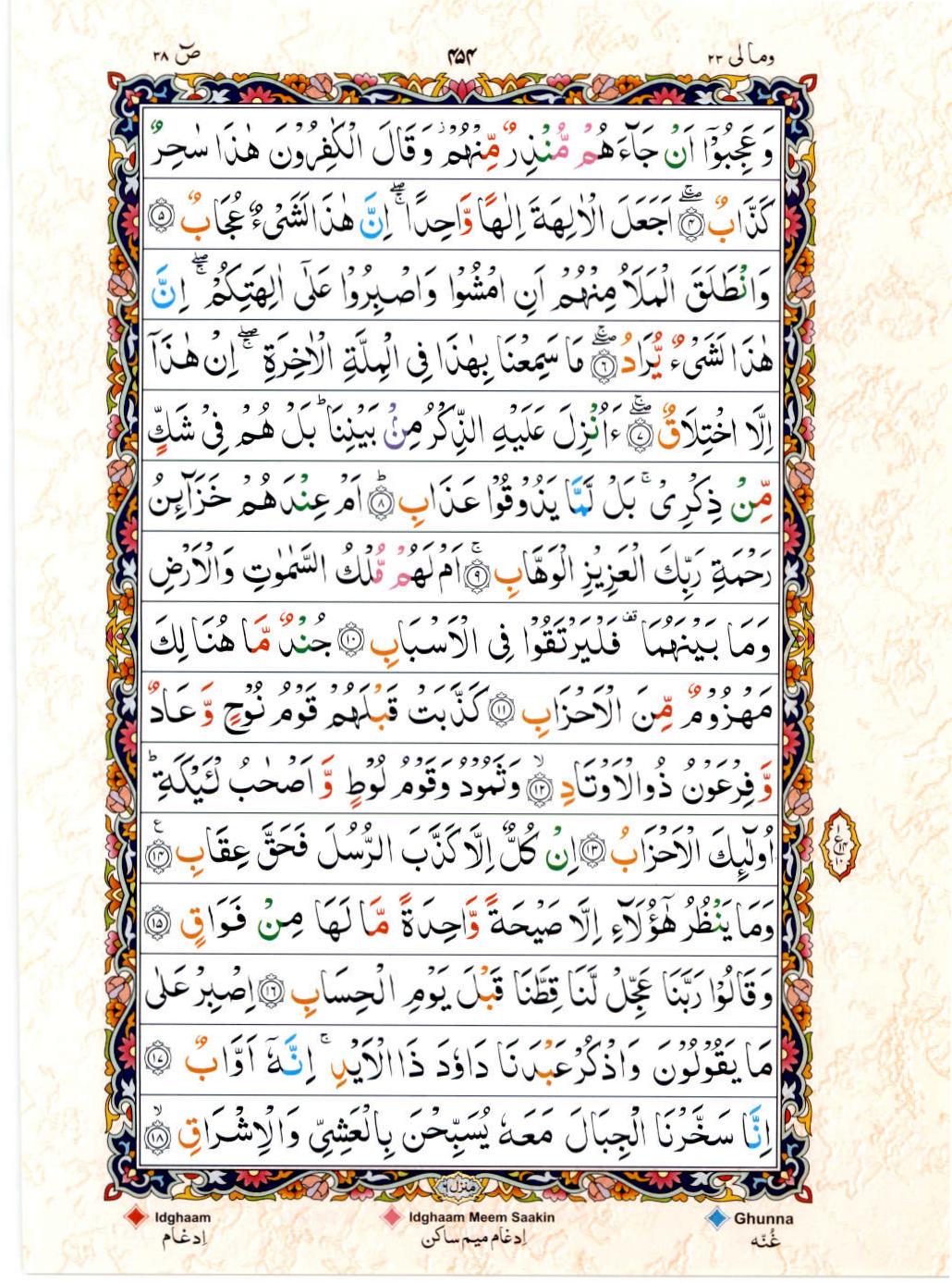 Read 15 Lines Color Coded Quran, Part / Chapter / Siparah 23 Page 454