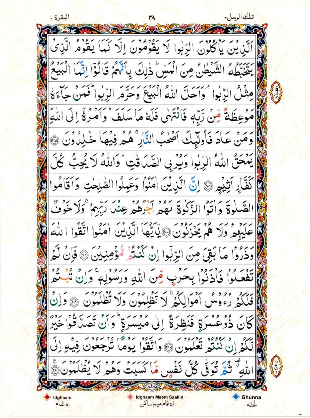 Read 15 Lines Color Coded Quran, Part / Chapter / Siparah 3 Page 48