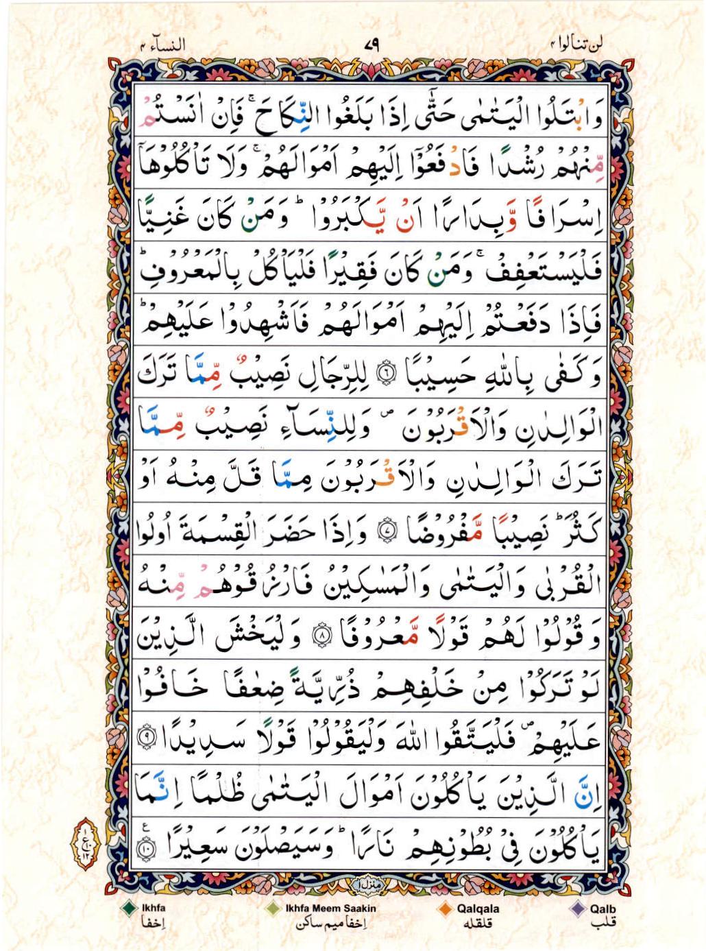 Read 15 Lines Color Coded Quran, Part / Chapter / Siparah 4 Page 79