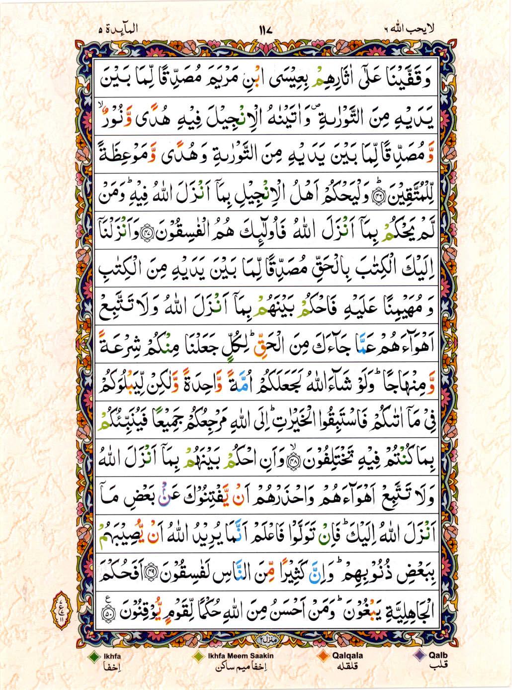 Read 15 Lines Color Coded Quran, Part / Chapter / Siparah 6 Page 117