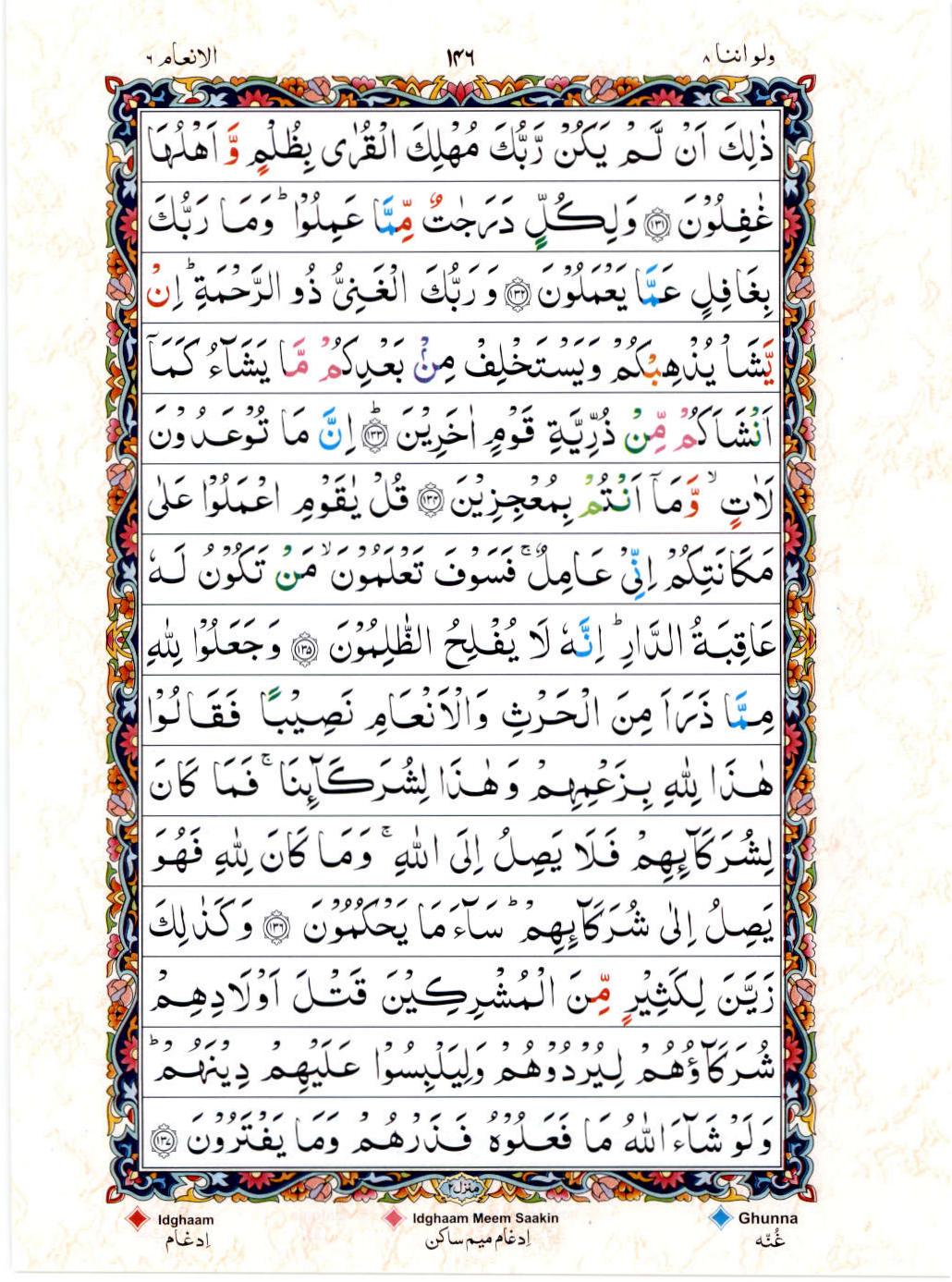 Read 15 Lines Color Coded Quran, Part / Chapter / Siparah 8 Page 146