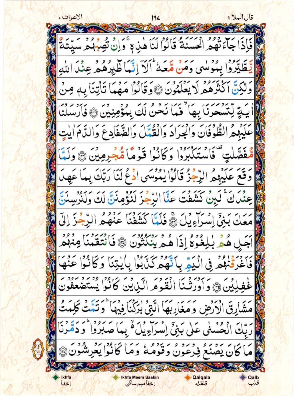 Read 15 Lines Color Coded Quran, Part / Chapter / Siparah 9 Page 167