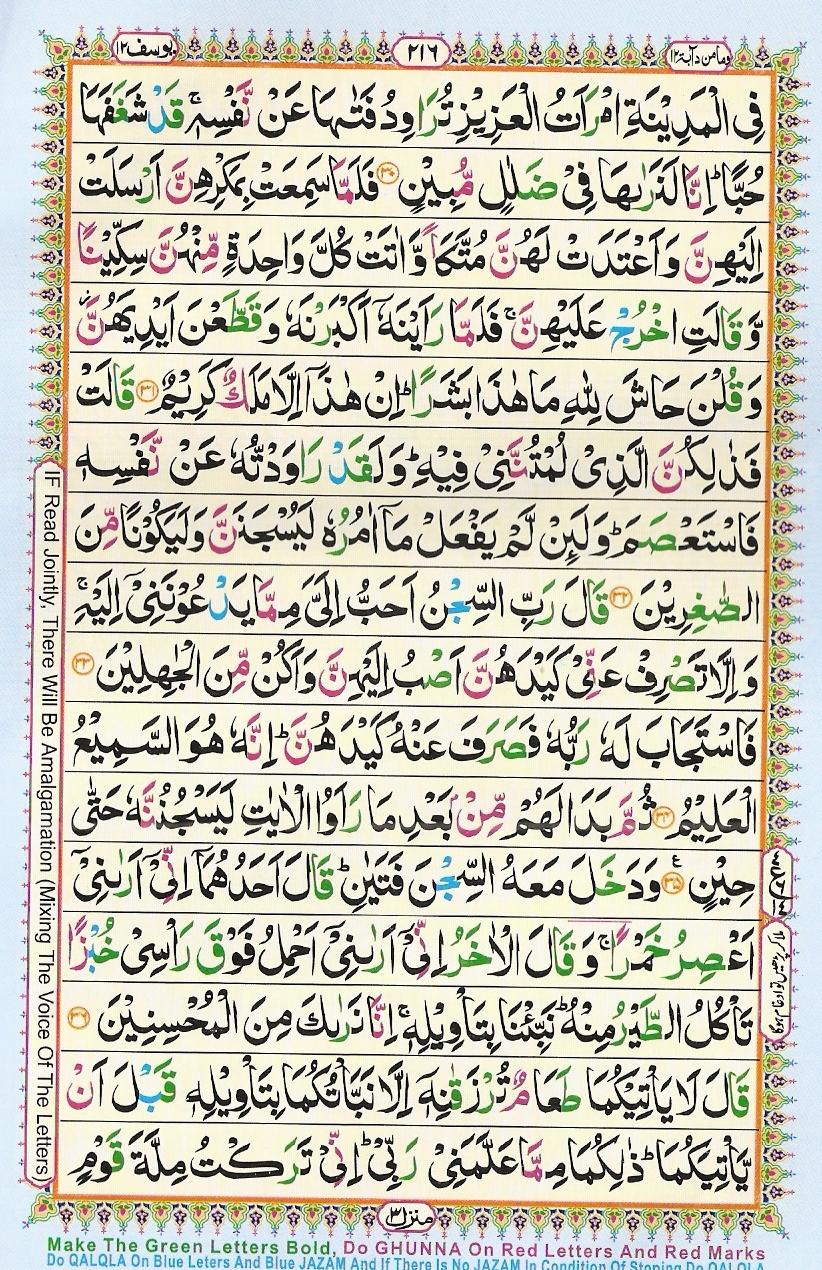 Read Al-Quran, Part / Chapter / Siparah 12 Page 216